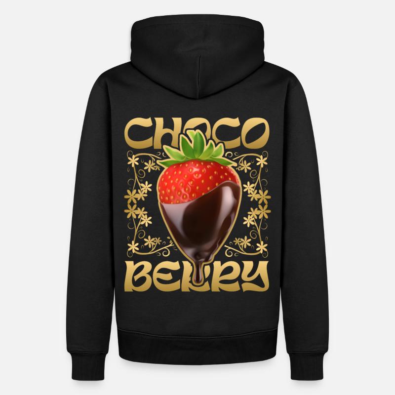 Erdbeere mit Schokolade - Männer Premium Bio Hoodie - Schwarz