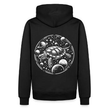 Kosmische Schildkröte: Sternenpfad - Männer Premium Bio Hoodie - Schwarz - Hinten - Nico (187cm)