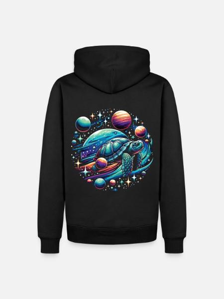 Astronomical Turtle: Planetary Adventure - Men’s Premium Organic Hoodie - black