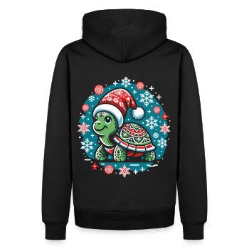 Schildkröte im Winterwunderland: Schneeflockentanz - Männer Premium Bio Hoodie - Schwarz - Hinten - Nico (187cm)