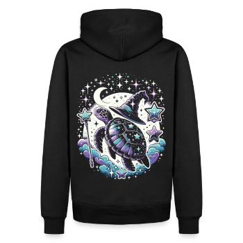 Magie trifft Schildkröte: Sternenbeschwörer - Männer Premium Bio Hoodie - Schwarz - Hinten - Nico (187cm)