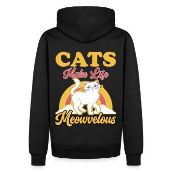 Cats Make Life Meowvelous Funny Cat Lover Humor - Männer Premium Bio Hoodie - Schwarz - Hinten - Nico (187cm)