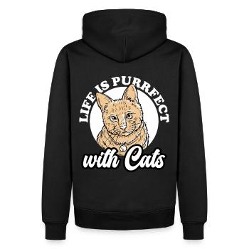 Life is Purrfect with Cats Feline Kitten Cat Lover - Männer Premium Bio Hoodie - Schwarz - Hinten - Nico (187cm)