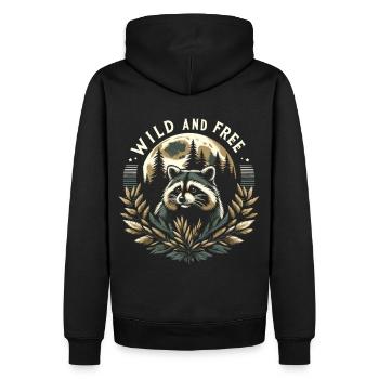 Raton laveur au clair de lune : le chuchoteur de la nature - Sweat à capuche Premium bio Homme - noir - Dos - Nico (187cm)