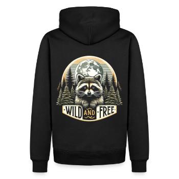 La liberté de la forêt : raton laveur sous la lune - Sweat à capuche Premium bio Homme - noir - Dos - Nico (187cm)