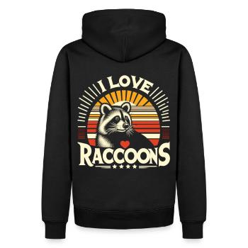 Raton laveur nostalgique : « J’adore les ratons laveurs » - Sweat à capuche Premium bio Homme - noir - Dos - Nico (187cm)