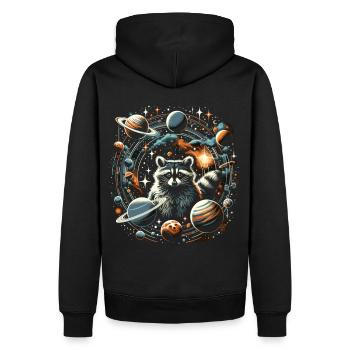 Raccoon in Space: Planetary Explorers - Men’s Premium Organic Hoodie - black - Back - Nico (187cm)