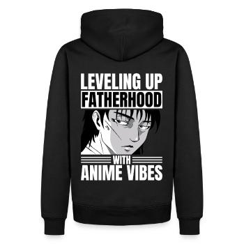 Leveling Up Fatherhood With Anime Vibes Dad Anime - Männer Premium Bio Hoodie - Schwarz - Hinten - Nico (187cm)
