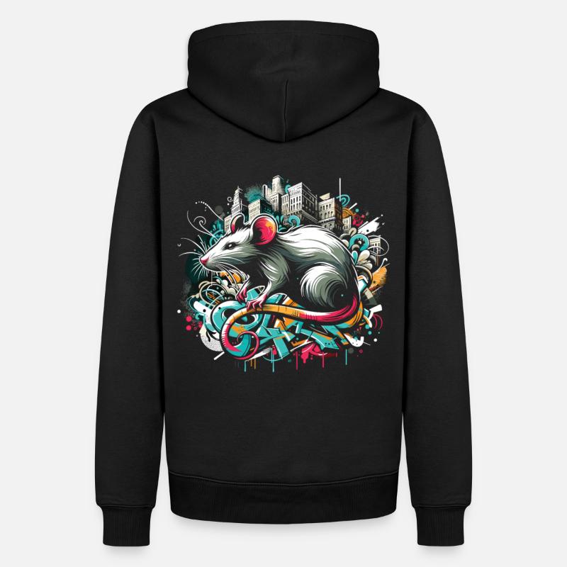 Graffiti Rat : l’intelligence urbaine - Sweat à capuche Premium bio Homme - noir