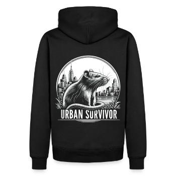 Rat survivaliste : Nature urbaine - Sweat à capuche Premium bio Homme - noir - Dos - Nico (187cm)