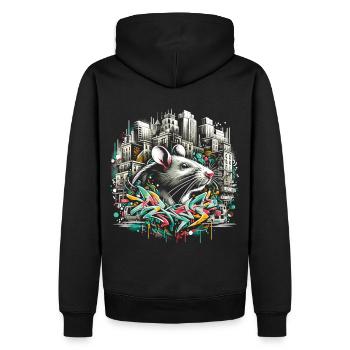 Urban Rat: Graffiti-Wandmeister - Männer Premium Bio Hoodie - Schwarz - Hinten - Nico (187cm)