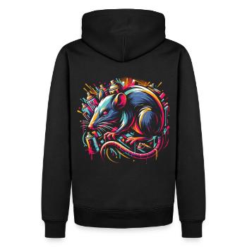 Rat dans la jungle du graffiti : l’art urbain - Sweat à capuche Premium bio Homme - noir - Dos - Nico (187cm)