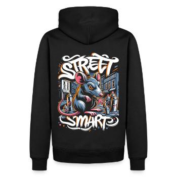 Ratte: Graffiti-Kunst - Männer Premium Bio Hoodie - Schwarz - Hinten - Nico (187cm)