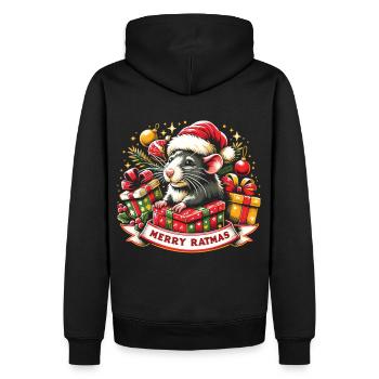 Merry Rat - Joyeux Noël - Sweat à capuche Premium bio Homme - noir - Dos - Nico (187cm)
