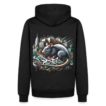 Urban Rat: Graffiti-Wand Meister - Männer Premium Bio Hoodie - Schwarz - Hinten - Nico (187cm)