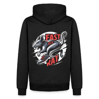 Schnelle Ratte: Laufender Champion - Männer Premium Bio Hoodie - Schwarz - Hinten - Nico (187cm)