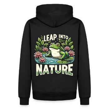 Grenouille au lac - Sweat à capuche Premium bio Homme - noir - Dos - Nico (187cm)