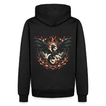 Feuerdrache des Dunklen Sturms - Männer Premium Bio Hoodie - Schwarz - Hinten - Nico (187cm)