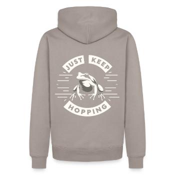 Einfacher Frosch: Minimalistische Natur - Männer Premium Bio Hoodie - Taupe - Hinten - Nico (187cm)