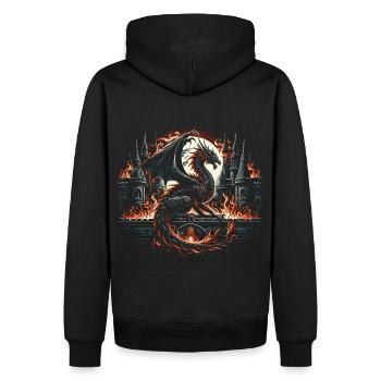 Drache - Gothic Feuerflügel - Männer Premium Bio Hoodie - Schwarz - Hinten - Nico (187cm)