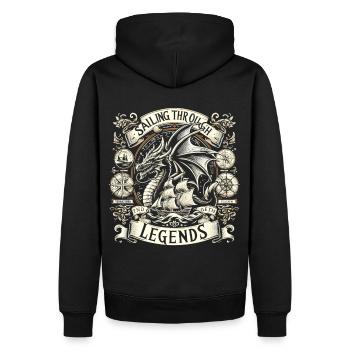 Drache - Segelschiff und Drachenabenteuer - Männer Premium Bio Hoodie - Schwarz - Hinten - Nico (187cm)