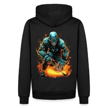Joueur De Hockey Sur Glace Hockey Zombie Monstre - Sweat à capuche Premium bio Homme - noir - Dos - Nico (187cm)
