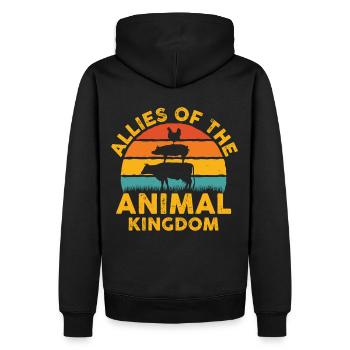 Allies of the Animal Kingdom Retro Vegan Animal Lo - Männer Premium Bio Hoodie - Schwarz - Hinten - Nico (187cm)