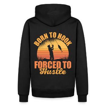 Born to Hook Forced to Hustle Retro Fishing Quote - Männer Premium Bio Hoodie - Schwarz - Hinten - Nico (187cm)