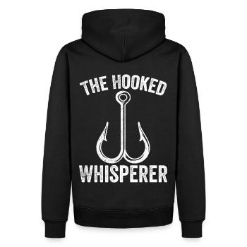 The Hooked Whisperer Funny Fishing Lover - Männer Premium Bio Hoodie - Schwarz - Hinten - Nico (187cm)