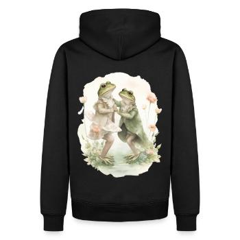 Cute Couple Dancing Frog Cottagecore Aesthetic Gob - Männer Premium Bio Hoodie - Schwarz - Hinten - Nico (187cm)