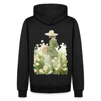 Countryside Girl Floral Cottagecore Aesthetic Wild - Männer Premium Bio Hoodie - Schwarz - Hinten - Nico (187cm)