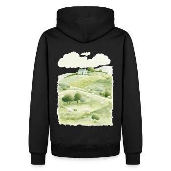 Countryside Cottagecore Aesthetic Dreamy Pasture N - Männer Premium Bio Hoodie - Schwarz - Hinten - Nico (187cm)