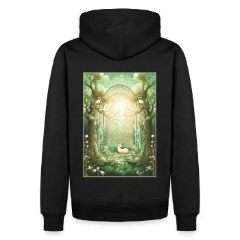 Mystical Forest Fairycore Cottagecore Aesthetic Na - Männer Premium Bio Hoodie - Schwarz - Hinten - Nico (187cm)