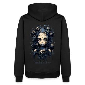 Gothic Girl Spruch Normal is an Illusion - Männer Premium Bio Hoodie - Schwarz - Hinten - Nico (187cm)
