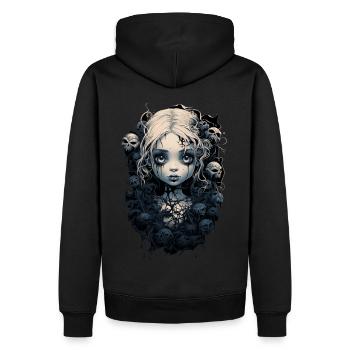 Gothic Girl Halloween Fantasy Dark - Männer Premium Bio Hoodie - Schwarz - Hinten - Nico (187cm)