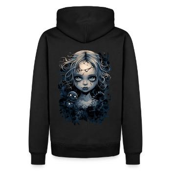 Gothic Girl Halloween Fantasy Dark - Männer Premium Bio Hoodie - Schwarz - Hinten - Nico (187cm)