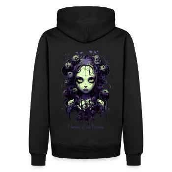 Gothic Girl Spruch Normal is an Illusion - Männer Premium Bio Hoodie - Schwarz - Hinten - Nico (187cm)