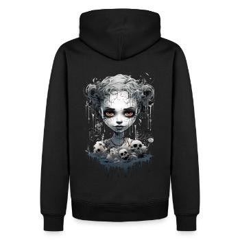 Gothic Girl Halloween Fantasy Dark - Männer Premium Bio Hoodie - Schwarz - Hinten - Nico (187cm)