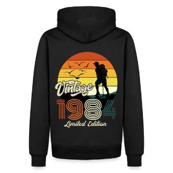 Vintage 1984 Limited Edition 50. Geburtstag - Männer Premium Bio Hoodie - Schwarz - Hinten - Nico (187cm)