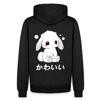 Kawaii Bunny Chibi Animal Japanese Cutesy Style Ae - Männer Premium Bio Hoodie - Schwarz - Hinten - Nico (187cm)