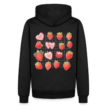 Strawberries Sliced Strawberry Fruit Kawaii Foodie - Männer Premium Bio Hoodie - Schwarz - Hinten - Nico (187cm)