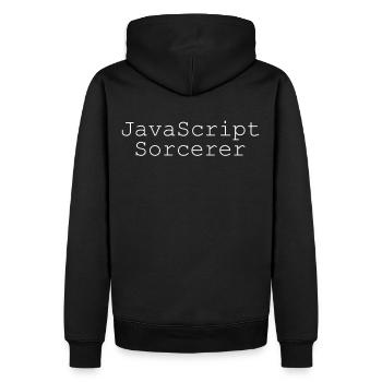 JavaScript Sorcerer Funny Coding Programmer - Männer Premium Bio Hoodie - Schwarz - Hinten - Nico (187cm)