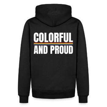 Colorful and Proud Rainbow Love Gay Pride - Männer Premium Bio Hoodie - Schwarz - Hinten - Nico (187cm)