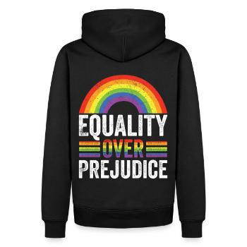 Equality Over Prejudice LGBT Rainbow Love - Männer Premium Bio Hoodie - Schwarz - Hinten - Nico (187cm)