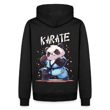 Lustiger japanischer Karate Panda Kawaii Karateka - Männer Premium Bio Hoodie - Schwarz - Hinten - Nico (187cm)