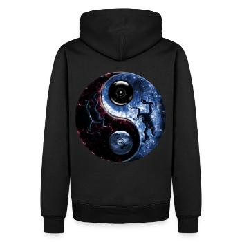Yin Yang - Männer Premium Bio Hoodie - Schwarz - Hinten - Nico (187cm)