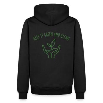 Keep it Green and Clean Ecology Planet Earth - Männer Premium Bio Hoodie - Schwarz - Hinten - Nico (187cm)
