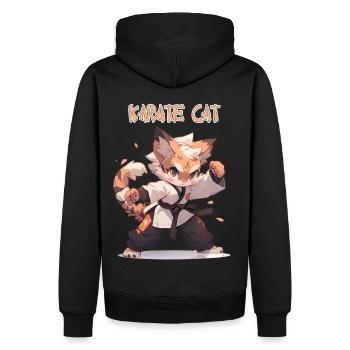 Lustige Karate Katze MMA Kawaii Kampfsport - Männer Premium Bio Hoodie - Schwarz - Hinten - Nico (187cm)