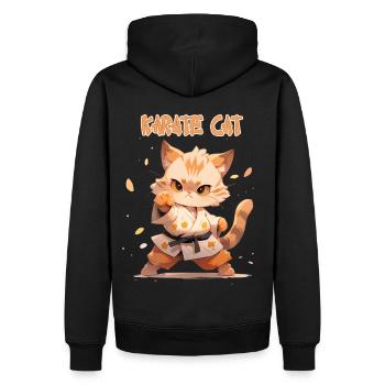 Lustige Karate Katze MMA Kawaii Kampfsport - Männer Premium Bio Hoodie - Schwarz - Hinten - Nico (187cm)