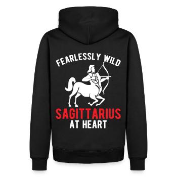 Fearlessly Wild Sagittarius at Heart Funny Zodiac - Männer Premium Bio Hoodie - Schwarz - Hinten - Nico (187cm)